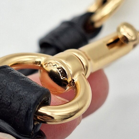 Coach Black Pebbled Leather 0.5" X 45" Strap Gold Tone Lobster Clasps - Picture 2 of 7